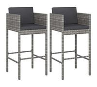 vidaXL Sgabelli da Bar 2 pz in Polyrattan con Cuscini Grigi