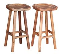 vidaXL Sgabelli da Bar 2 pz in Legno Massello di Acacia Questo set di sgabelli da bar ha un design semplice ma senza tempo, e si adatta a un'ampia varietà di ambienti, come appartamenti, uffici, bar e