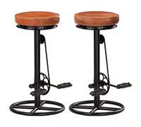vidaXL Sgabelli da Bar 2 pz Nero e Marrone in Vera Pelle di Capra