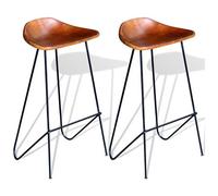 AX 2 Sgabelli Vera Pelle Stile Industriale Soggiorno 42x45x86cm Nero Casa 243304