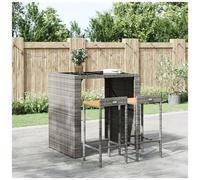 vidaXL Sgabelli da Bar 2pz Grigi Polyrattan e Legno Massello di Acacia