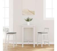 vidaXL Sgabelli da Bar con Cuscini 2 pz Bianco Legno Massello di Hevea