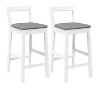 vidaXL Sgabelli da Bar con Cuscini 2 pz Bianco Legno Massello di Hevea