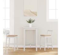 vidaXL Sgabelli da Bar con Cuscini 2 pz Bianco Legno Massello di Hevea, Sedia, Sgabello da Bar da Cucina, Sedia da bistrot