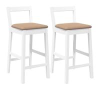 vidaXL Sgabelli da bar con cuscini Bianco Legno massello di Hevea 2 pz