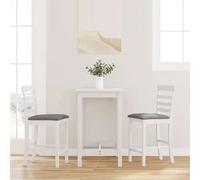 vidaXL Sgabelli da Bar con Cuscini 2 pz Bianco Legno Massello di Hevea, Sedia, Sgabello da Bar da Cucina, Sedia da bistrot