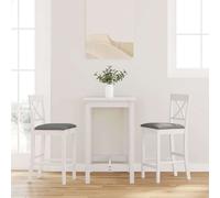 vidaXL Sgabelli da Bar con Cuscini 2 pz Bianco Legno Massello di Hevea, sedia, sgabello da bar da cucina, sedia da bistrot