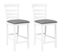 vidaXL Sgabelli da Bar con Cuscini 2 pz Bianco Legno Massello di Hevea, Sedia, Sgabello da Bar da Cucina, Sedia da bistrot