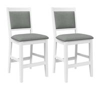vidaXL Sgabelli da Bar con Cuscini 2 pz Bianco Legno Massello di Hevea, Sedia, Sgabello da Bar da Cucina, Sedia da bistrot