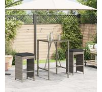 vidaXL Sgabelli da Bar con Cuscini 2 pz Grigi in Polyrattan