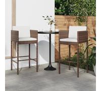 Sgabelli da bar con cuscini 2 pz marroni in polyrattan