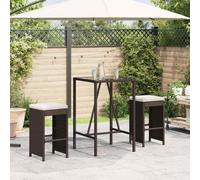 vidaXL Sgabelli da Bar con Cuscini 2 pz Marroni in Polyrattan