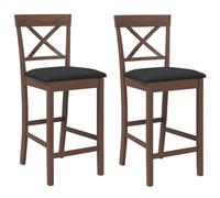vidaXL Sgabelli da Bar con Cuscini 2pz Marrone Legno Massello di Hevea, Sedia, Sgabello da Bar da Cucina, Sedia da bistrot