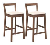 vidaXL Sgabelli da Bar con Cuscini 2pz Marrone Legno Massello di Hevea, Sedia, Sgabello da Bar da Cucina, Sedia da bistrot