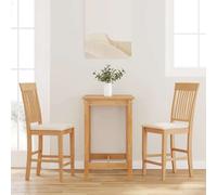 vidaXL Sgabelli da Bar con Cuscini 2pz Naturale Legno Massello Hevea