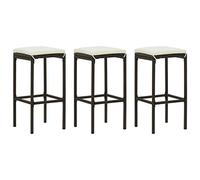 vidaXL Sgabelli da Bar con Cuscini 3 pz Marroni in Polyrattan
