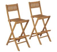 vidaXL Sgabelli da Bar da Esterno Pieghevoli 2 pz in Massello di Teak