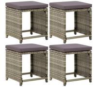 Sgabelli da giardino 4 pz con cuscini in polyrattan grigi