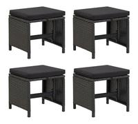 VIDAXL - Sgabelli Da Giardino 4 Pz Con Cuscini In Polyrattan Nero