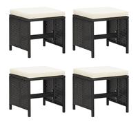 Sgabelli da giardino 4 pz con cuscini in polyrattan nero