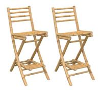 vidaXL sgabelli da bar per esterni - sedie pieghevoli in bambù con poggiapiedi per patio, giardino e bar all'aperto - design ergonomico - stile moderno - 40x57,5x97 cm