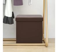 vidaXL Sgabello con Contenitore Pieghevole Marrone in PVC