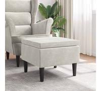 vidaXL Sgabello con gambe in legno color crema e velluto