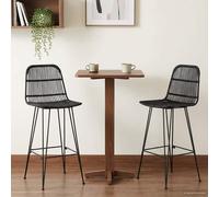 vidaXL Sgabello da bar 2 pcs Nero 44 x 55 x 109 cm Rattan e acciaio