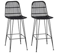 vidaXL Sgabello da bar, 2 pezzi, nero, 44 x 55 x 109 cm, rattan e acciaio, sgabello da bar elegante, sedia moderna, mobile interno, sedile in rattan, telaio in acciaio, pratico per la casa