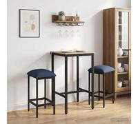 vidaXL Sgabello da bar 2 pcs Blu 40 x 32 x 74 cm Legno ingegnerizzato, Sgabello da Bar Moderno, Regolabile, in Tessuto, Acciaio Zincato, Design Minimalista, Funzionale, per Soggiorno