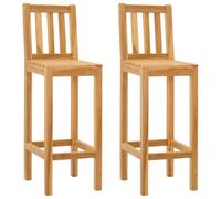 vidaXL Sgabello da bar 2 pcs Marrone Legno di teak solido, Sedia Bar Rectangolare Moderna per Esterni, Sgabello in Teak Resistente, Mobili da Giardino Minimalisti