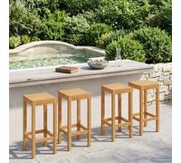 vidaXL Sgabello da bar 4 pcs Marrone Legno di teak solido, Sedia Bar Rectangolare Moderna per Esterni, Sgabello in Teak Resistente, Mobili da Giardino Minimalisti