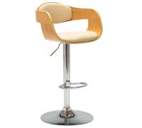 vidaXL Sgabello da Bar Crema in Legno Piegato e Similpelle