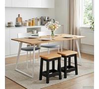 vidaXL Sgabello da bar EKAI 2 pcs Nero 40 x 29 x 45,5 cm, Soggiorno, Tavolo Rettangolare, Sgabello da Bar Industriale, Seditura Moderna, Legno Rustico, Stile Contemporaneo