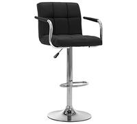 vidaXL Sgabello da Bar Elegante Imbottito con Braccioli Sedia Alta Salotto Angolo Cucina Telaio in Acciaio Cromato Nero in Tessuto