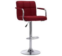 vidaXL Sgabello da Bar Elegante Imbottito con Braccioli Sedia Alta Salotto Angolo Cucina Telaio in Acciaio Cromato Rosso Vino in Tessuto