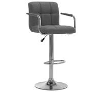 vidaXL Sgabello da Bar Elegante Imbottito con Braccioli Sedia Alta Salotto Angolo Cucina Telaio in Acciaio Cromato Grigio Chiaro in Tessuto