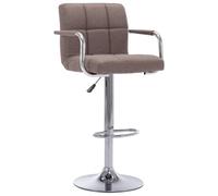 vidaXL Sgabello da Bar Elegante Imbottito con Braccioli Sedia Alta Salotto Angolo Cucina Telaio in Acciaio Cromato Grigio Talpa in Tessuto