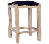 vidaXL Sgabello da Bar in Vera Pelle di Capra e Legno Massello di Teak