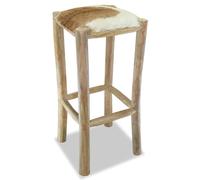 vidaXL Sgabello da Bar in Vera Pelle e Legno Massello di Teak