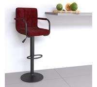 vidaXL Sgabello da Bar Rosso Vino in Velluto