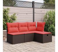 vidaXL Sgabello da giardino con cuscino marrone 55x55x37 cm in polyrattan
