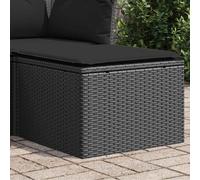vidaXL Sgabello Giardino con Cuscino Nero 55x55x37 cm in Polyrattan