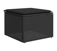 vidaXL Sgabello Giardino con Cuscino Nero 55x55x37 cm in Polyrattan
