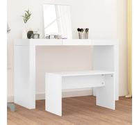 vidaXL Tavolo Toeletta e Sgabello Bianco 70x35x45 cm Legno Multistrato