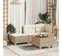 vidaXL Sgabello Giardino con Cuscino Beige 63,5x56x32 cm in Polyrattan