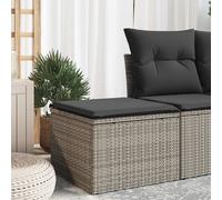 vidaXL Sgabello Giardino con Cuscino Grigio 55x55x37 cm in Polyrattan