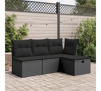 vidaXL Sgabello Giardino con Cuscino Nero 55x55x37 cm in Polyrattan