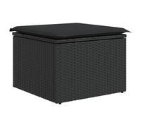 vidaXL Sgabello Giardino con Cuscino Nero 55x55x37 cm in Polyrattan