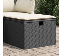 vidaXL Sgabello Giardino con Cuscino Nero 55x55x37 cm in Polyrattan